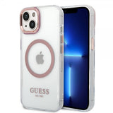 Guess iPhone 14 Cover Transparent MagSafe Pink Transparent