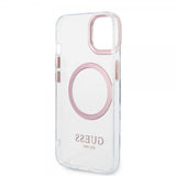 Guess iPhone 14 Cover Transparent MagSafe Pink Transparent