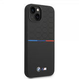 BMW iPhone 14 Cover Tricolor Line & Logo Sort
