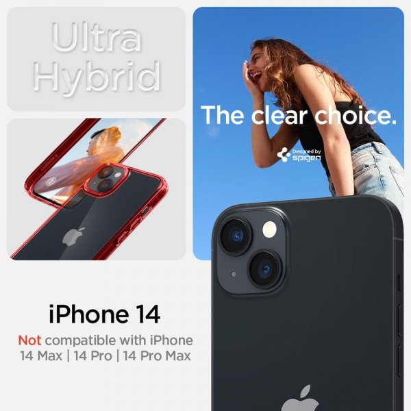 Spigen iPhone 14 Cover Ultra Hybrid Red Crystal