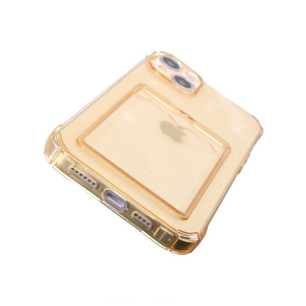 iPhone 14 Cover Kortholder Stødsikkert Gul