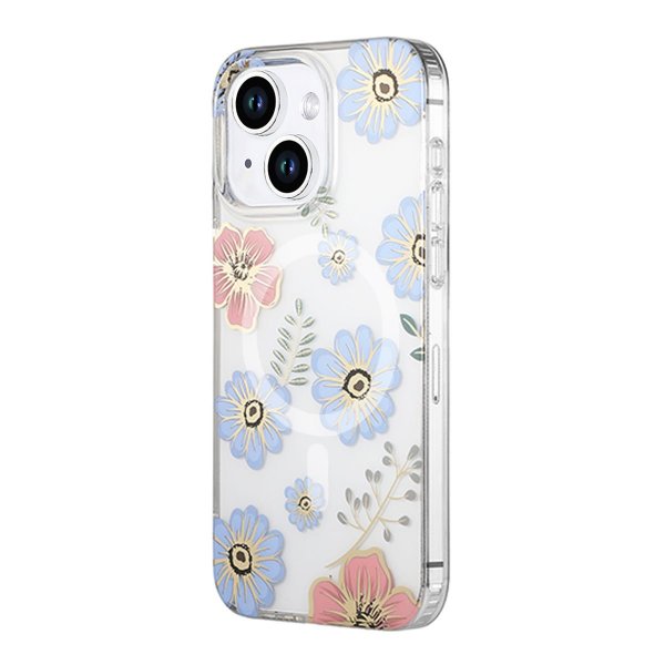 iPhone 14 Plus/iPhone 15 Plus Cover Blomstermønster MagSafe Rød Blå
