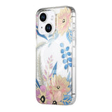 iPhone 14 Plus/iPhone 15 Plus Cover Blomstermønster MagSafe Rosa Blå
