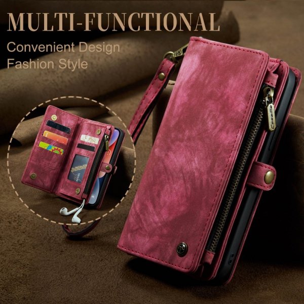 CaseMe iPhone 15 Etui 008 Series Aftagelig Cover Rød