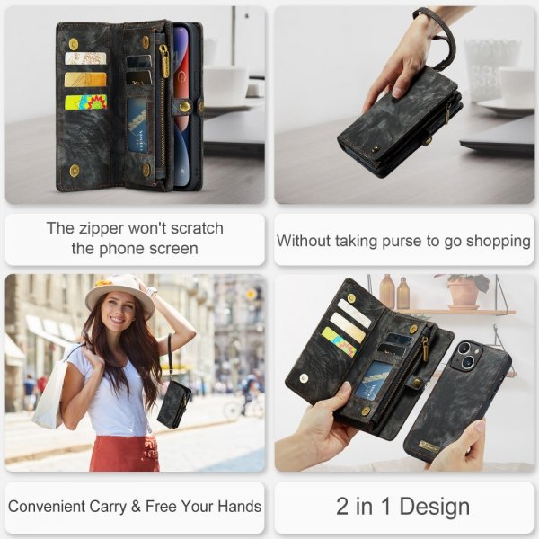CaseMe iPhone 15 Etui 008 Series Aftageligt Cover Sort