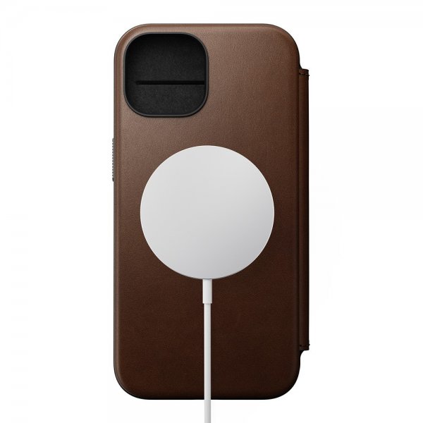 Nomad iPhone 15 Etui Modern Leather Folio Brun