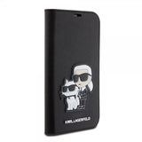Karl Lagerfeld iPhone 15 Cover NFT Karl & Choupette Patch Saffiano Sort