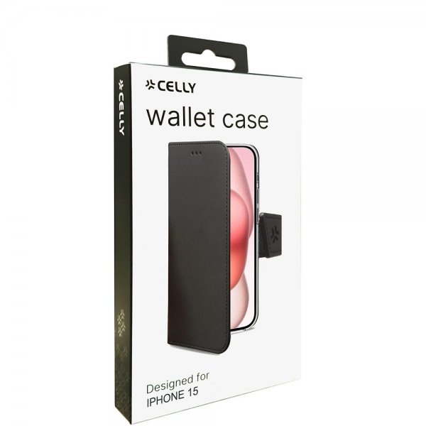 Celly iPhone 15 Etui Wally Wallet Case Sort