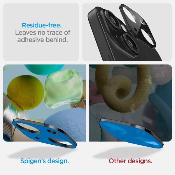 Spigen iPhone 14/15/14 Plus/15 Plus Kamerabeskyttelsesglas Glas.tR Optik Sort 2-pak