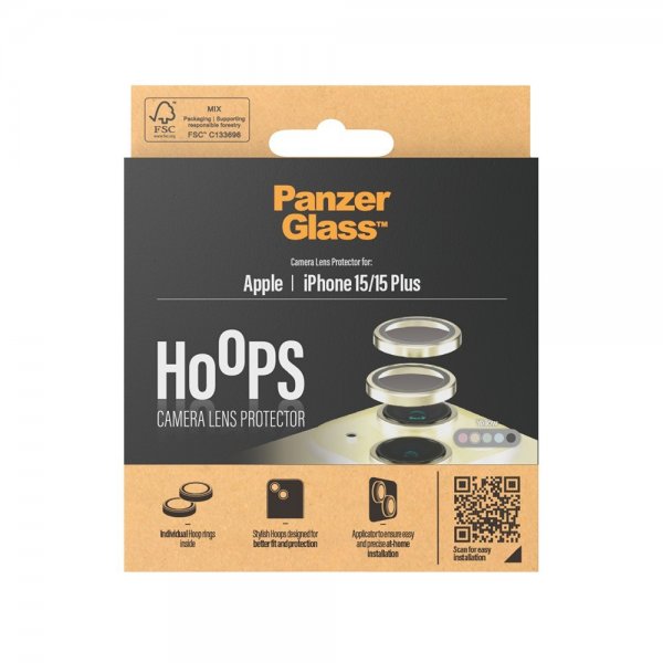PanzerGlass iPhone 15/iPhone 15 Plus Kamerabeskyttelse Hoops Gul