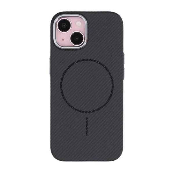 iPhone 15 Cover Kulfiber MagSafe Sort