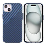 iPhone 15 Cover Kulfibermønster Blå Grå