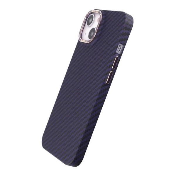 iPhone 15 Cover Kulfibermønster Lilla