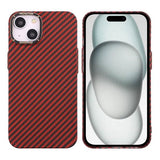 iPhone 15 Cover Kulfibermønster Rød