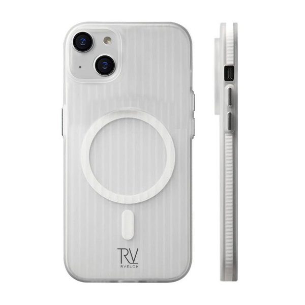 Rvelon iPhone 15 Cover Bølget MagSafe Hvid