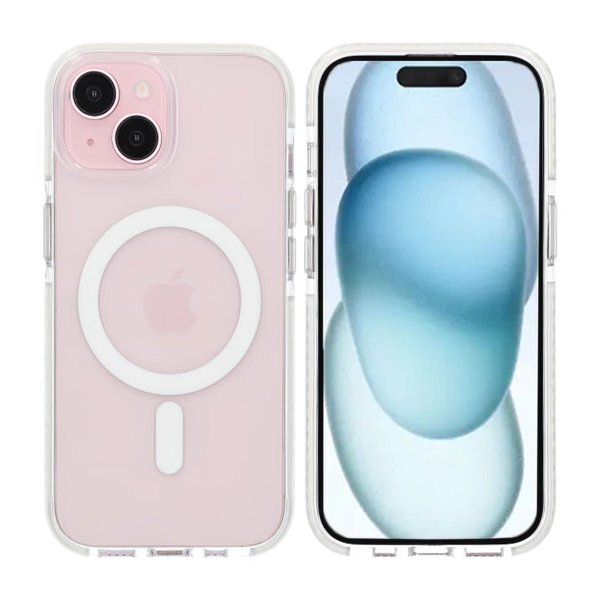 iPhone 15 Cover Stødsikkert MagSafe Hvid