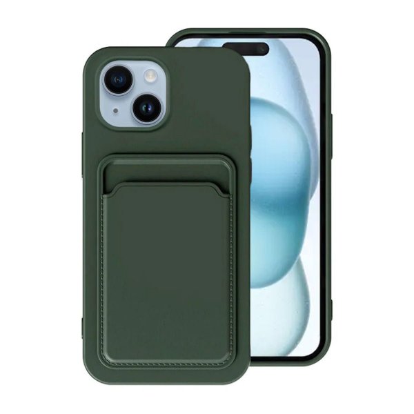 iPhone 15 Cover Kortholder Grøn