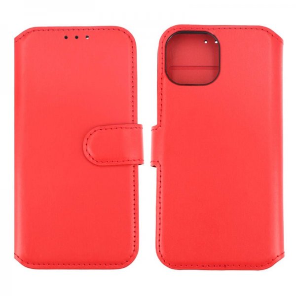Rvelon iPhone 15 Cover Ægte Læder Rød
