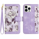 iPhone 15 Plus Etui Blomstret Mønster Lilla