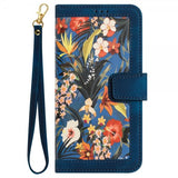 iPhone 15 Plus Etui Blomstermønster Mørkeblå