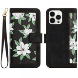 iPhone 15 Plus Etui Blomstermønster Sort