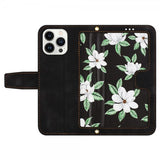 iPhone 15 Plus Etui Blomstermønster Sort