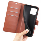 iPhone 15 Plus Etui Litchi Brun