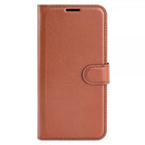 iPhone 15 Plus Etui Litchi Brun