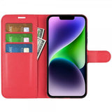 iPhone 15 Plus Cover Litchi Rød