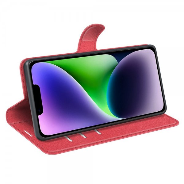 iPhone 15 Plus Cover Litchi Rød