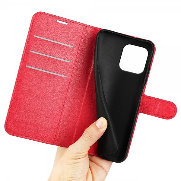 iPhone 15 Plus Cover Litchi Rød