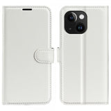 iPhone 15 Plus Etui Litchi Hvid
