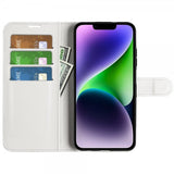 iPhone 15 Plus Etui Litchi Hvid