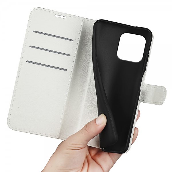 iPhone 15 Plus Etui Litchi Hvid