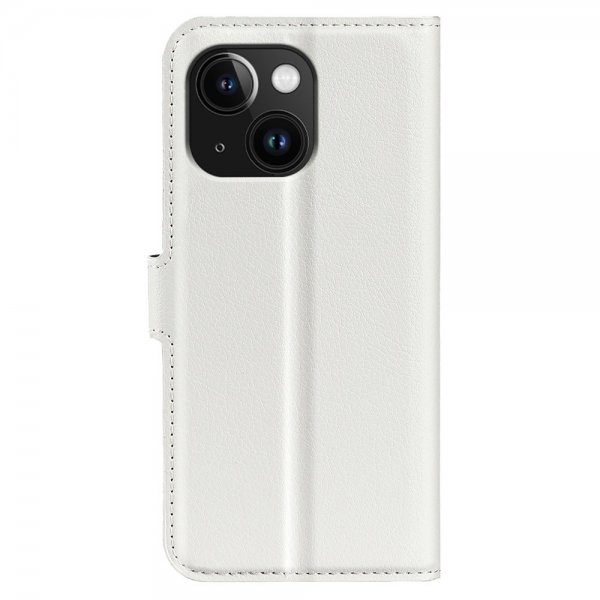 iPhone 15 Plus Etui Litchi Hvid