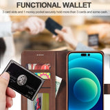 Lc.Imeeke iPhone 15 Plus Etui med Kortlomme Stativfunktion Mørkebrun