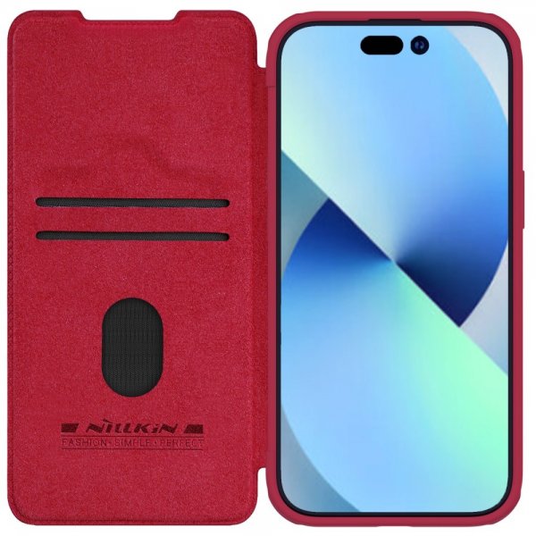 Nillkin iPhone 15 Plus Etui Qin Pro Series Rød