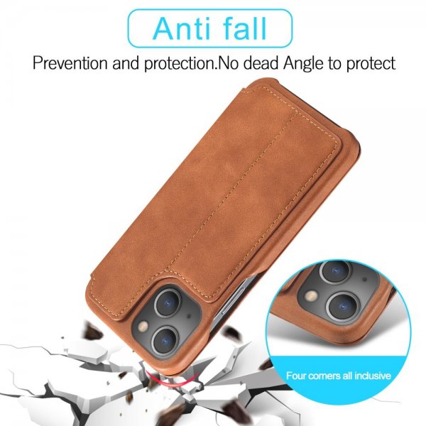 Lc.Imeeke iPhone 15 Plus Etui Retro Brun