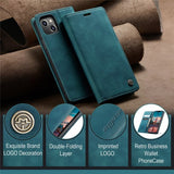 CaseMe iPhone 15 Plus Etui Retro Flip Petrol
