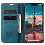 CaseMe iPhone 15 Plus Etui Retro Flip Petrol