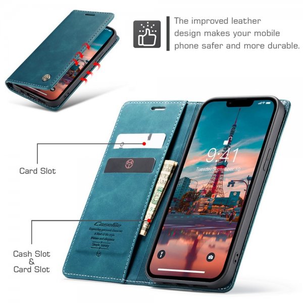 CaseMe iPhone 15 Plus Etui Retro Flip Petrol