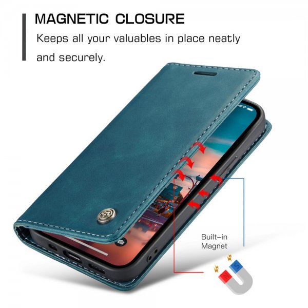CaseMe iPhone 15 Plus Etui Retro Flip Petrol