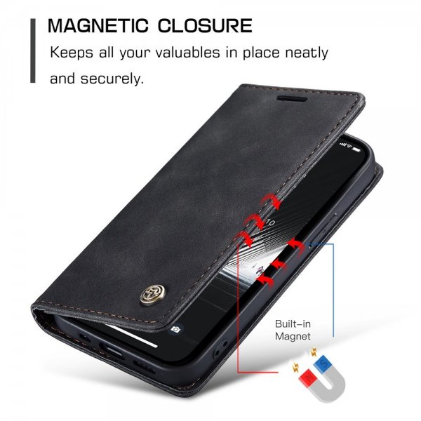 CaseMe iPhone 15 Plus Etui Retro Flip Sort