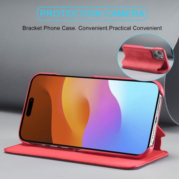Lc.Imeeke iPhone 15 Plus Cover Retro Rød
