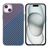 iPhone 15 Plus Cover Kulfibermønster Blå Lilla