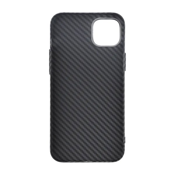 iPhone 15 Plus Cover Kulfibermønster Sort