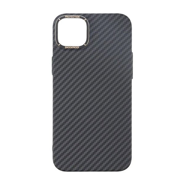 iPhone 15 Plus Cover Kulfibermønster Sort