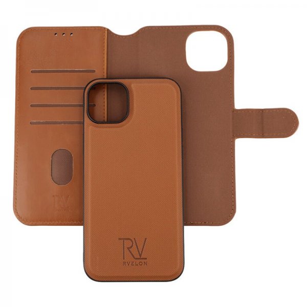 Rvelon iPhone 15 Plus Etui Magnetisk Aftageligt Cover Brun