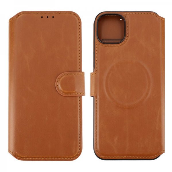 Rvelon iPhone 15 Plus Etui 4 Kortlommer MagSafe Brun