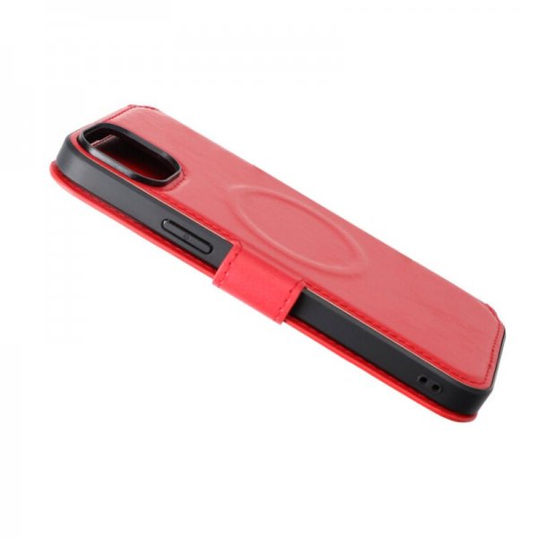 Rvelon iPhone 15 Plus Cover 4 Kortlommer MagSafe Rød
